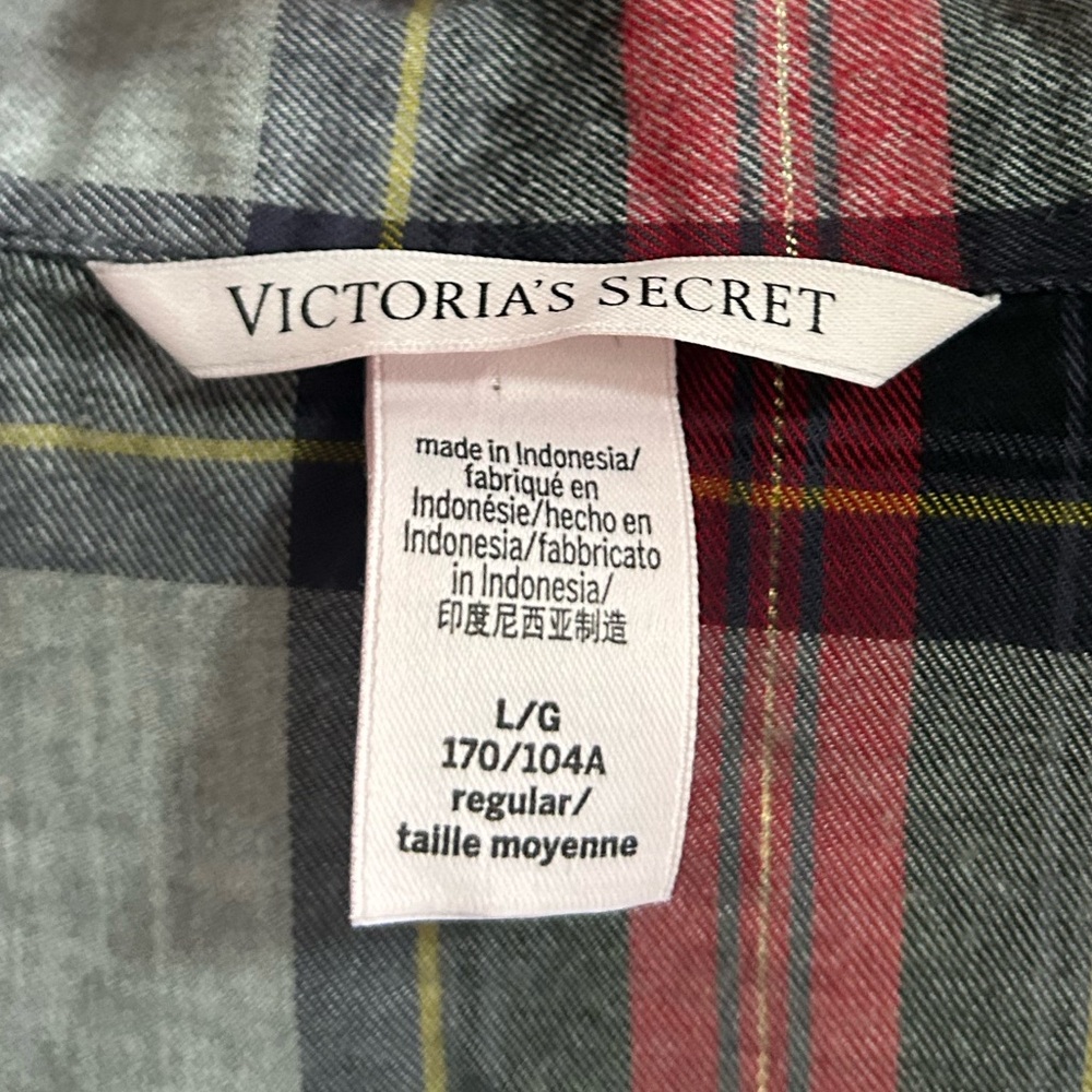 VICTORIA'S SECRET Flannel‎ Oversized Long Pajama Set size large - Picture 6 of 8
